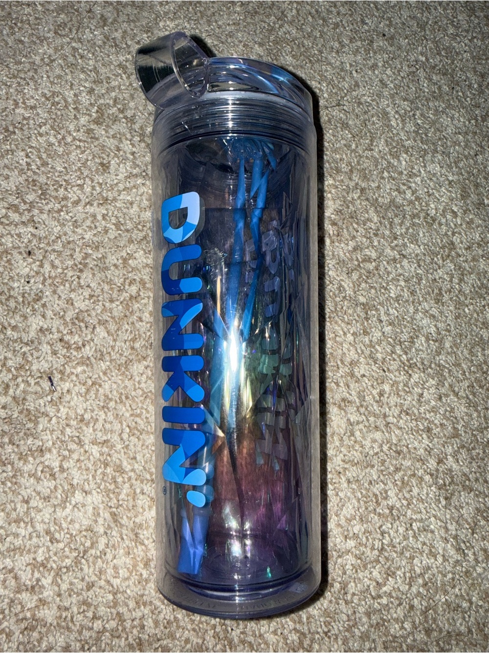 2025 Dunkin 24oz Insulated Tumbler Acrylic BLUE  Straw clear see through